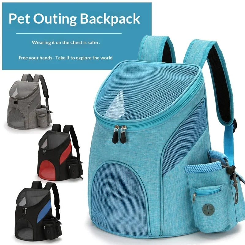 

New Portable Foldable Breathable Double Shoulder Pet Backpack, Large Capacity Travel Carrier with Snack Pockets for Cats Dogs,