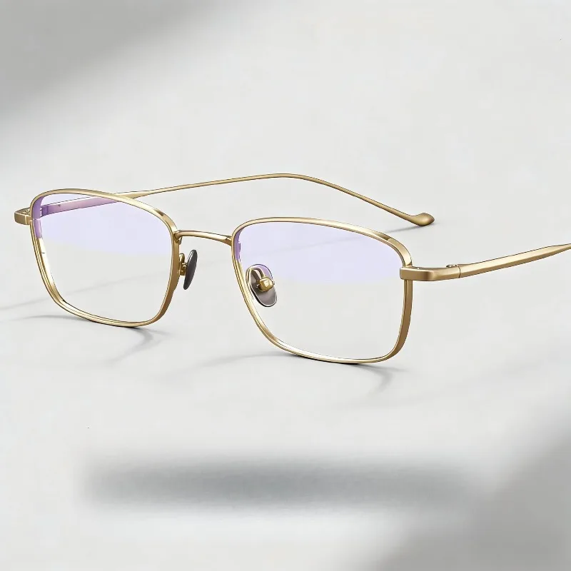 923204 Gold Wire Square Titanium Frame Glasses Men Blue Light Myopia Women Eyewear Gafas Optical Reading Prescription Eyeglass