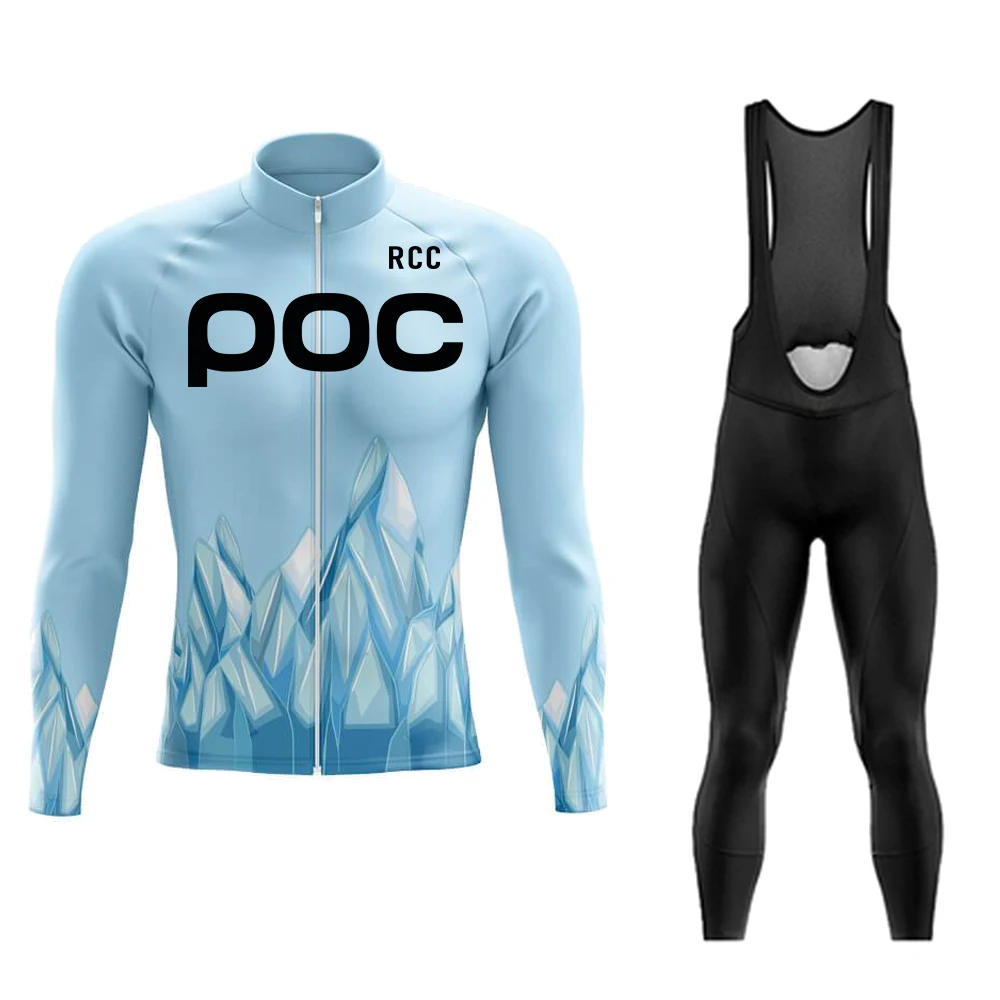 

RCC POC 2024 Cycling Team Men's Cycling Jersey Long Sleeve Set MTB Bike Clothing Tenue Velo Homme Bicycle Wear