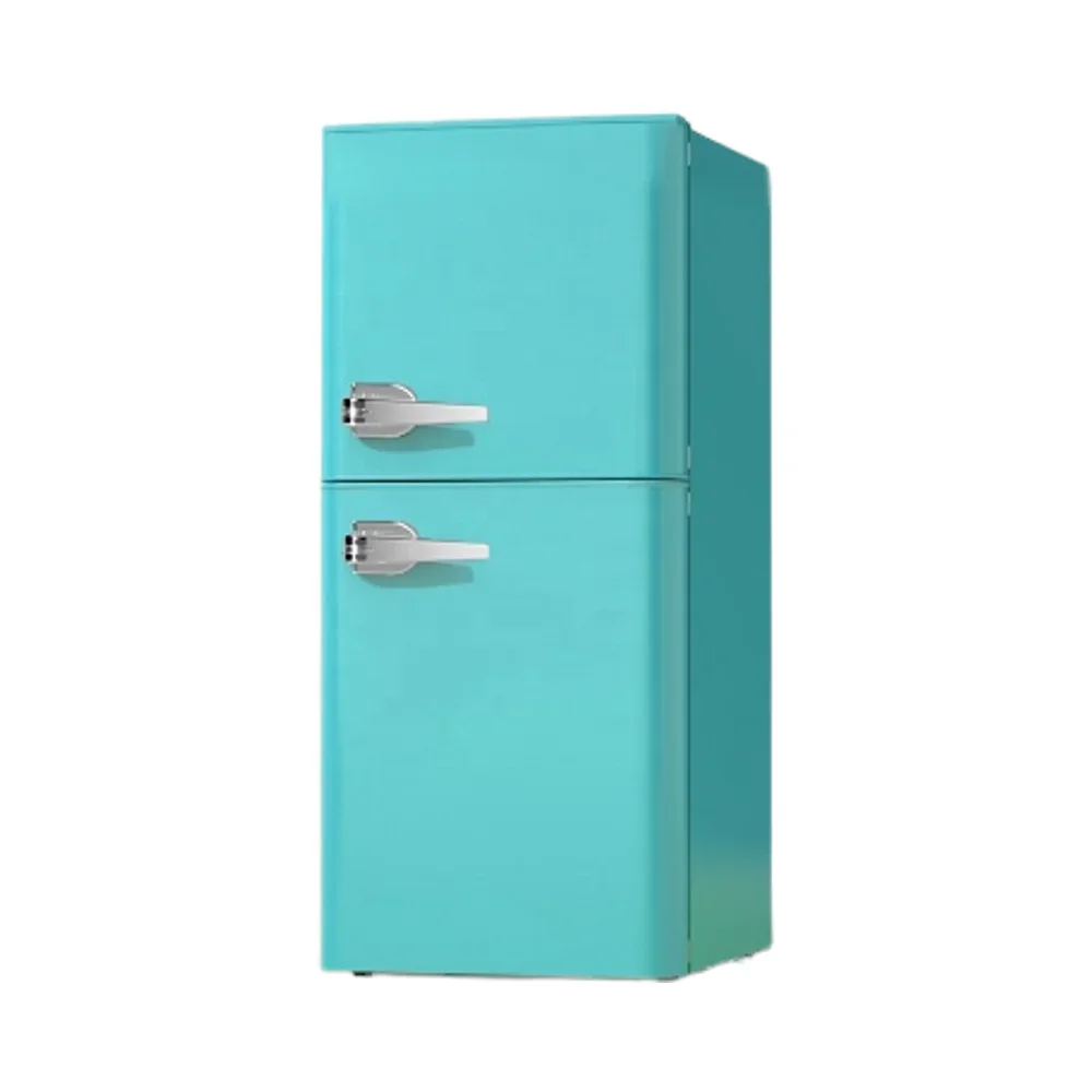 American retro double door refrigerator household small family stainless steel electric portable hotel