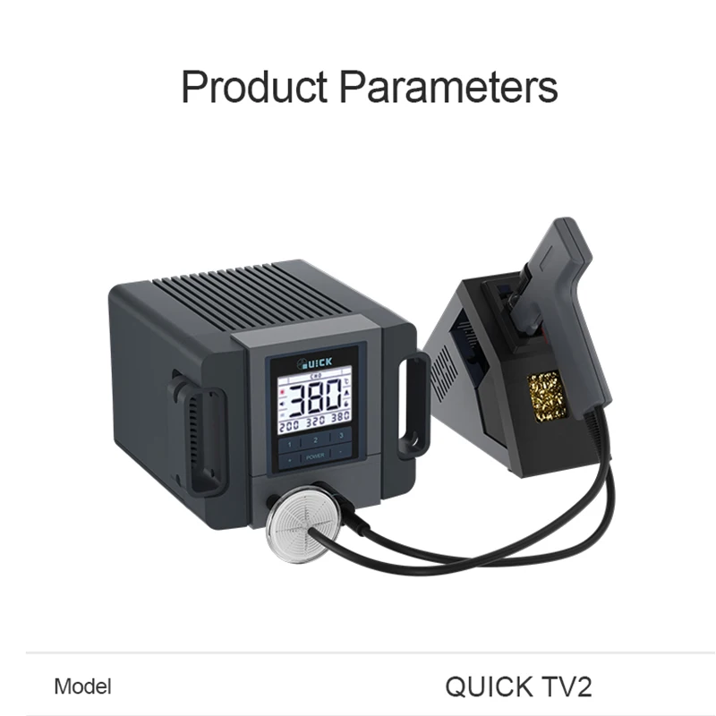 QUICK TV2 Tin Suction Gun LCD Built-in Vacuum Pump Diaphragm Type Tin Elimination Device for PCB Board Desoldering Gun