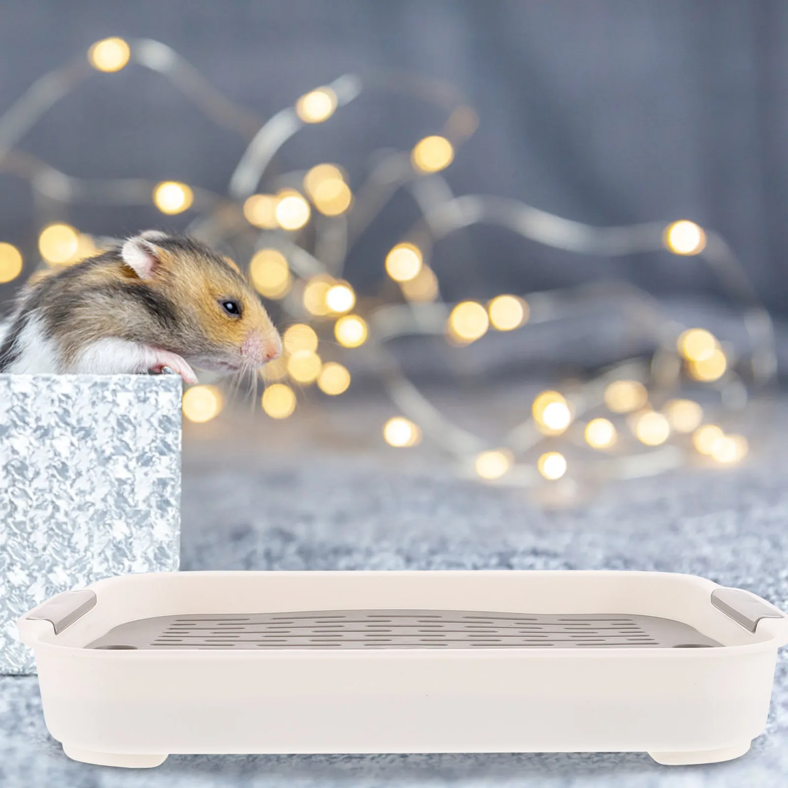 

Rabbit Litter Box Square AntiFlip Hamster Toilet Pet Cleaning Supplies Moon White Fixed Point Training Daily Large