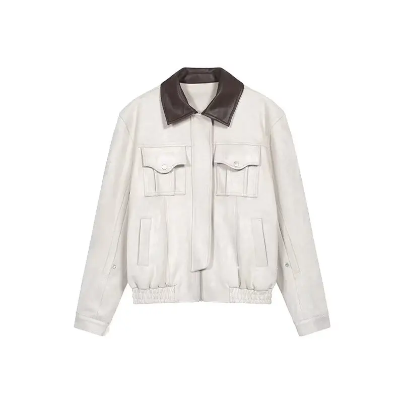 

Fall Winter Large Size 250 Pou Suede Patchwork Open Cardigan American Sle Men's Detroit Casual Jaet Top for Couples