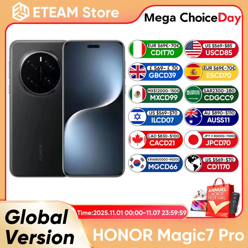 2025 New Global Version Honor Magic7 Pro 5G Smart Phone Snapdragon 8 Elite 6.8" 120HZ OLED Display 100W Fast Charge 200MP Camera