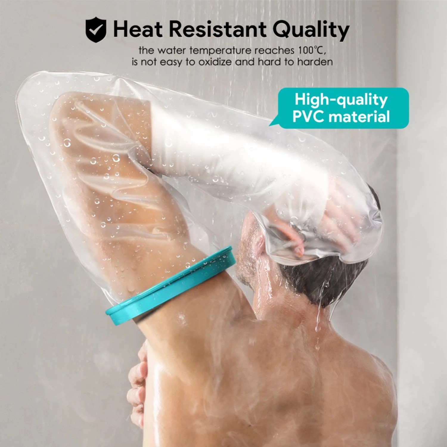 Wasserdichte Gipsabdeckung für Dusche und Bad – Arm für Erwachsene. Wiederverwendbarer, versiegelter Wasserschutz hält