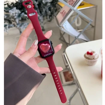 애플 워치용 얇은 실리콘 스트랩, 단색 스트랩 팔찌, 아이워치 시리즈 1, 2, 3, 4, 5, 6, SE 7, 40mm, 44mm, 45mm, 41mm, 38mm, 42mm 