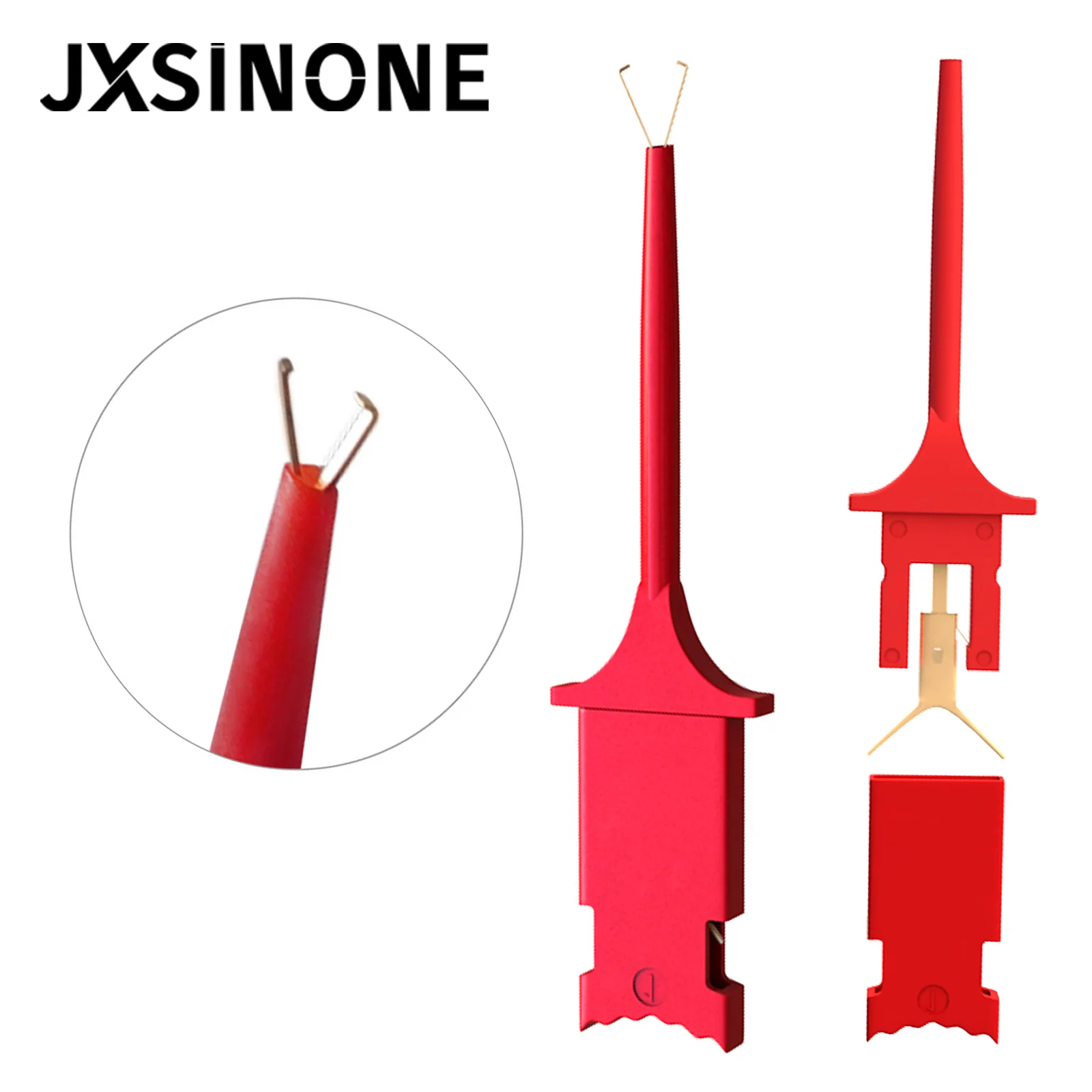 JXSINONE Mini Grabber SMD IC Test Hook Clips with Silicone Jumper Wires Test Leads Kit for Electrical  Testing  6 Colors