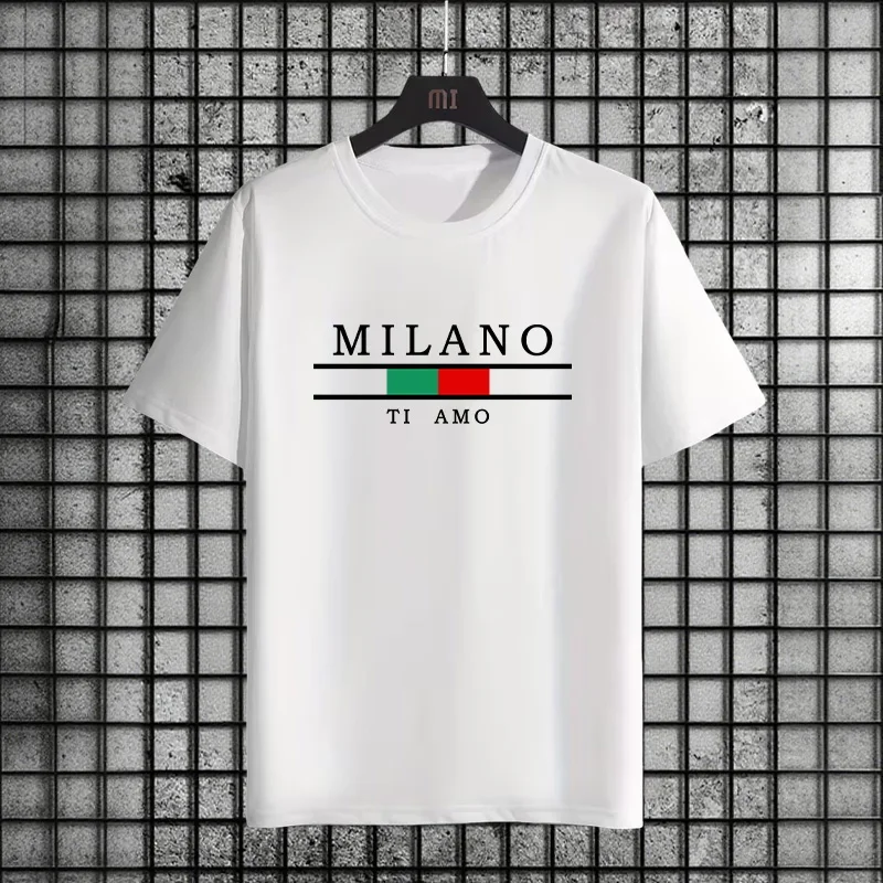 إيطاليا تي شيرت مطبوع للرجال الصيف اليومية عادية موضة س الرقبة قصيرة الأكمام المنزل في الهواء الطلق الراحة لينة القطن تيز ملابس رجالية #2