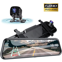 Dashcam 10 Inch 1080P Dual Lens Stream Media Dash Camera IPS Rearview Mirror Touch Screen Night Vision Video Drive Recorder