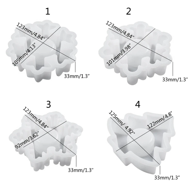 1/4Piece Tealight Holder Epoxy Resin Mould Snowflake Holder Silicone Mold Drop shipping