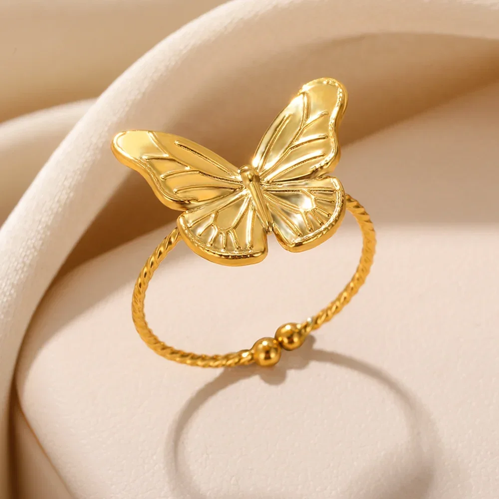 Edelstahlringe für Frauen, ästhetisches Herz, goldfarben, Ehering, Vintage, wasserdicht, Hochzeitsschmuck, Abschlussball, Accessoires, Geschenk