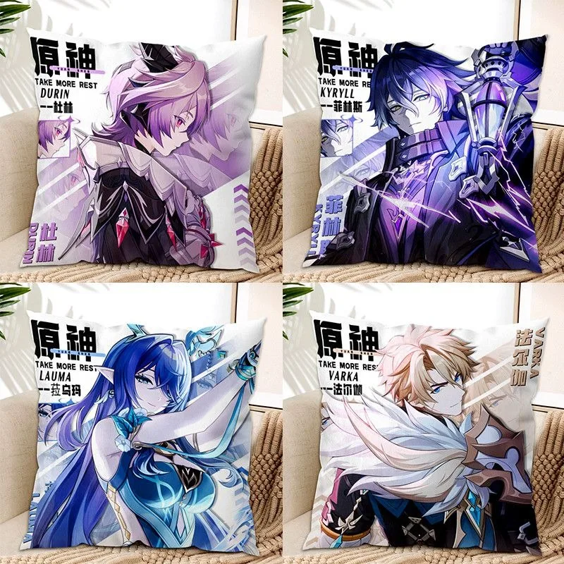 

Anime Genshin Impact Flins Lauma Aino Durin Nicole Reeyn Nefer Alice Columbina 45x45cm PP Cotton Pillowcase with Pillow Core