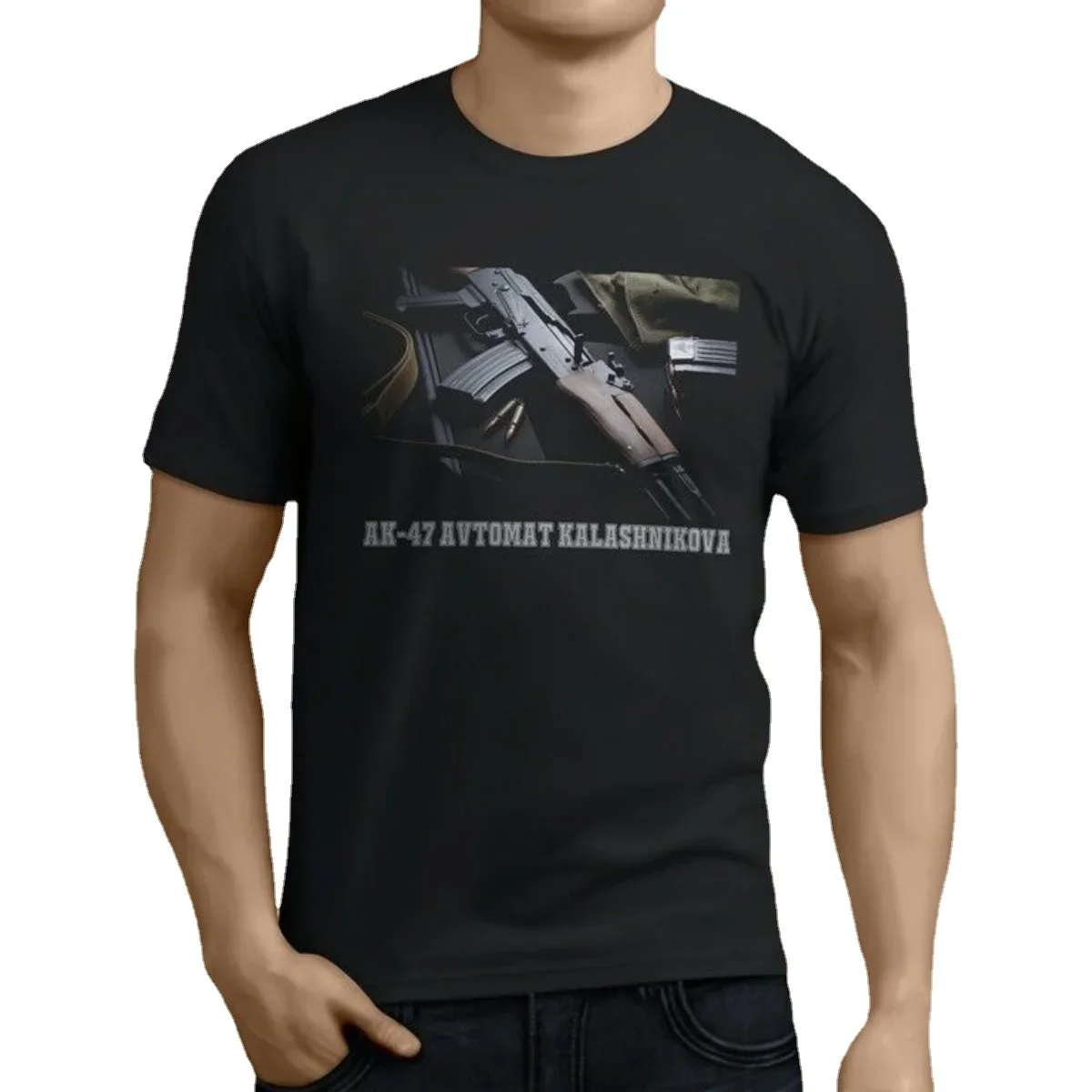 

Creative Design Russian AK-47 Kalashnikov Assault Rifle T-Shirt. Summer Cotton Short Sleeve O-Neck Mens T Shirt New S-3XL