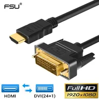 1080P 3D HDMI-compatible to DVI HDMI-compatible Cable DVI-D 24+1 Pin Adapter Cables for XBOX DVI to HDMI-compatible Cable 1M 2M