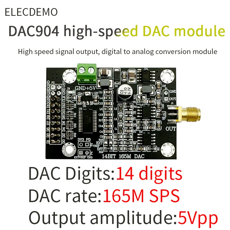 FPGA DAC904 고속 DAC 모듈용 샘플링 파형 발생기, 14 비트 병렬, 165M 개발