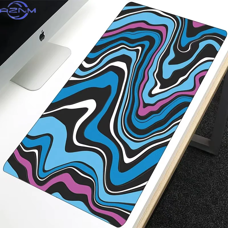 Blue Liquid Marble Swirl Mouse Pad, Non‑Slip Waterproof Mouse Pad Rubber Base for Game Office Desk Decoration