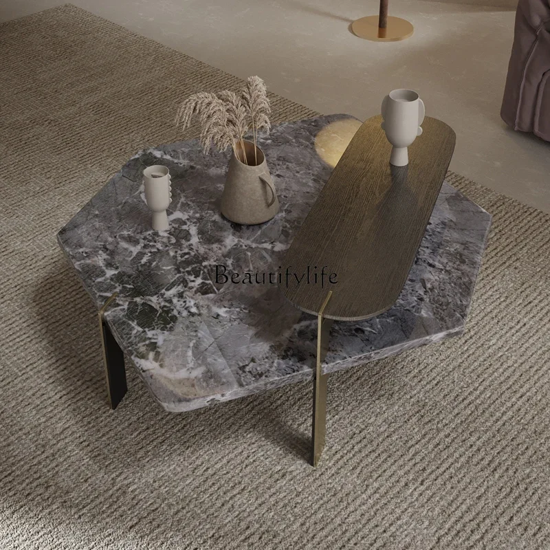 

Light luxury modern simple new home hexagonal creative special-shaped marble high and low coffee table