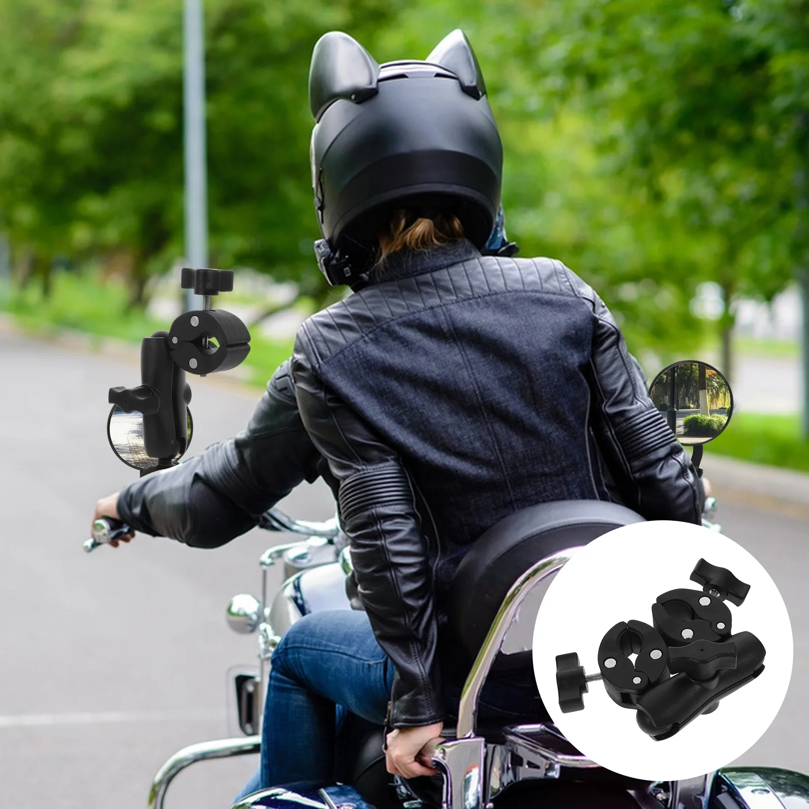 

Dual Clamp Camera Mount Holder For Motorcycle Motorbike Accessories Ball Head Rotation Easy Install Lightweight Durable