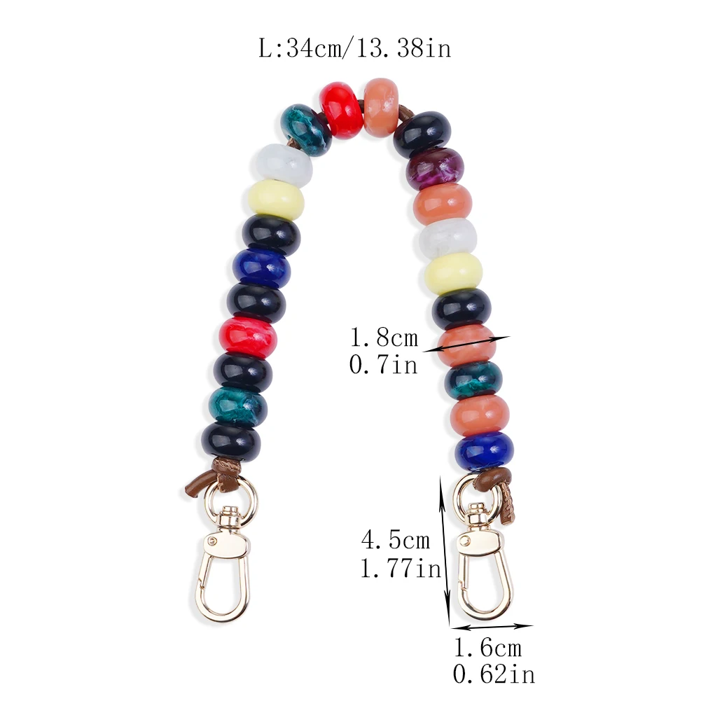 Colorful Beaded Decorative Chain For Longchamp Mini Bags Women Bag Accessory Handcrafted Wood Resin Beads Chains