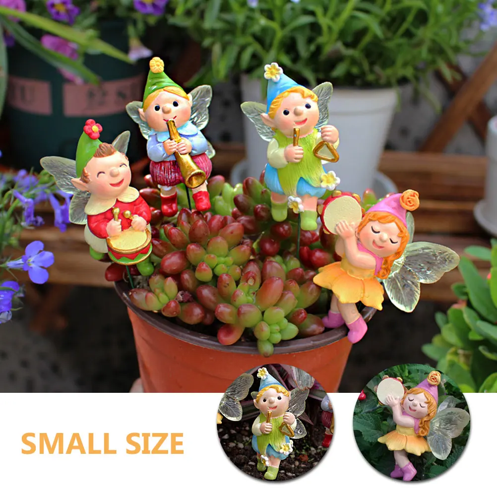 

4pcs Garden Stakes Resin Decoration Durable Cartoon Design nament Plant Pot Insert Lawn Decor