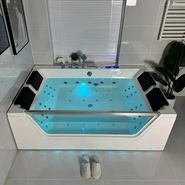 

Factory Sell Luxury Freestanding Whirlpool Bath Tub Bubble Soaking 2 Person Hot Tub Custom Massage Bathtub With Spa
