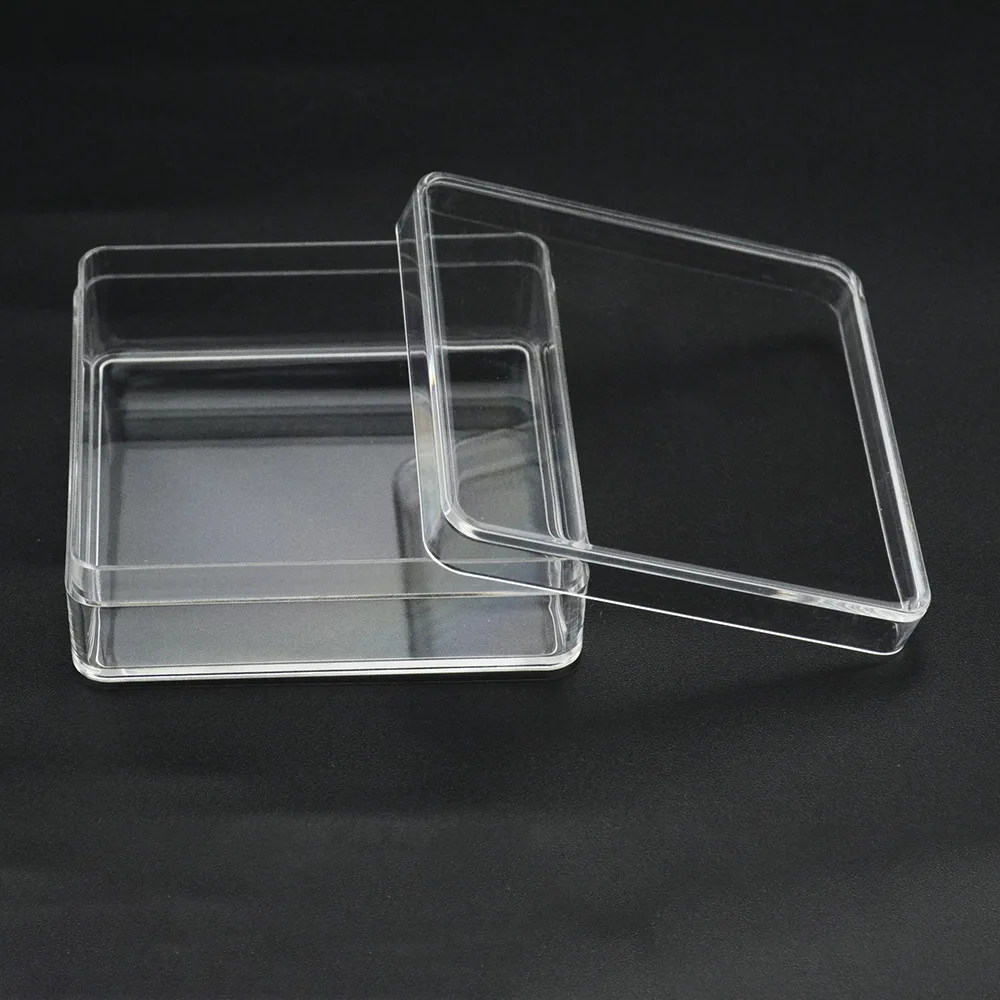 2PCS Acrylic Mini Transparent Square Jewelry Box Plastic With Lid Sealed Food Case Small Desktop Necklace Earrings Storage Box