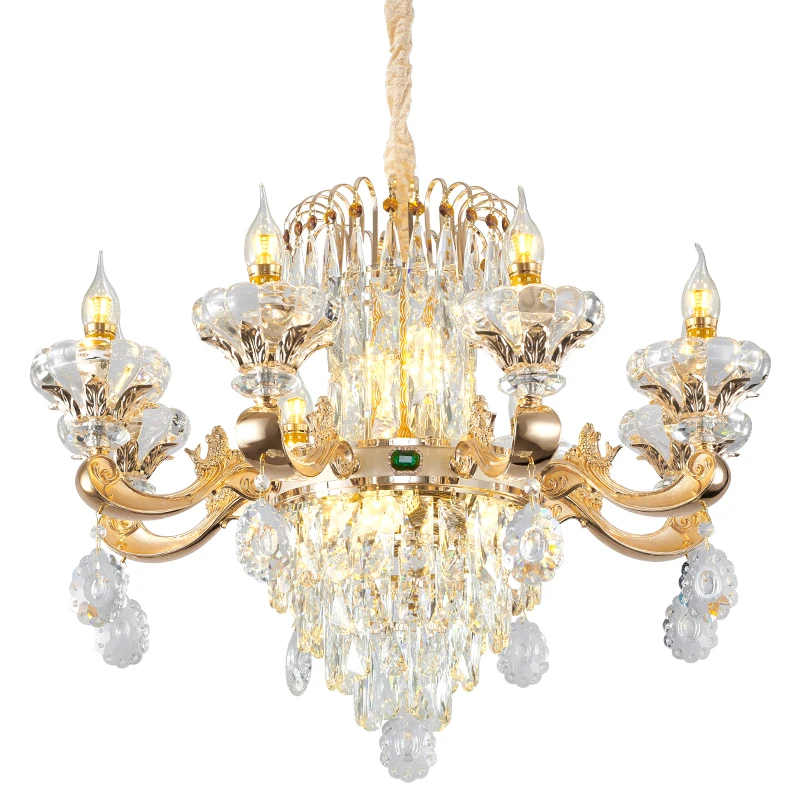 European Style Duplex Chandelier European Style Villa Living Room Candle Crystal Chandelier Hotel Lobby Chandelier In The Middle