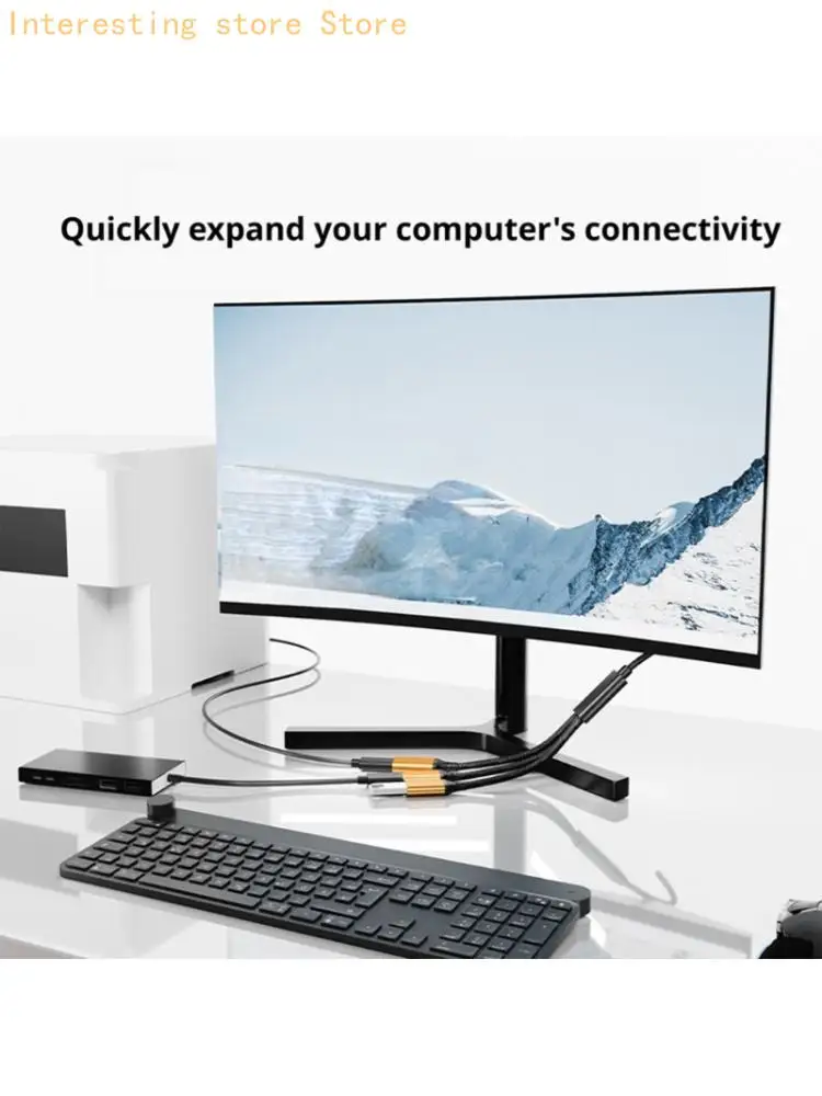 Three-Way USB Expansion Cable with Input, Three Device Outputs, No Driver Requirement, and a Black Cable Design 55KC