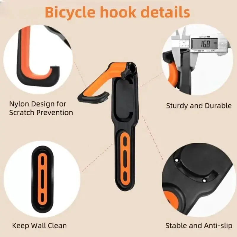 1PC Bicycle Wall Mount Rack Mtb Road Bike Storage Fixed Hanging Hook Bike Support Stand Bracket Holder Cycling Parking Buckle