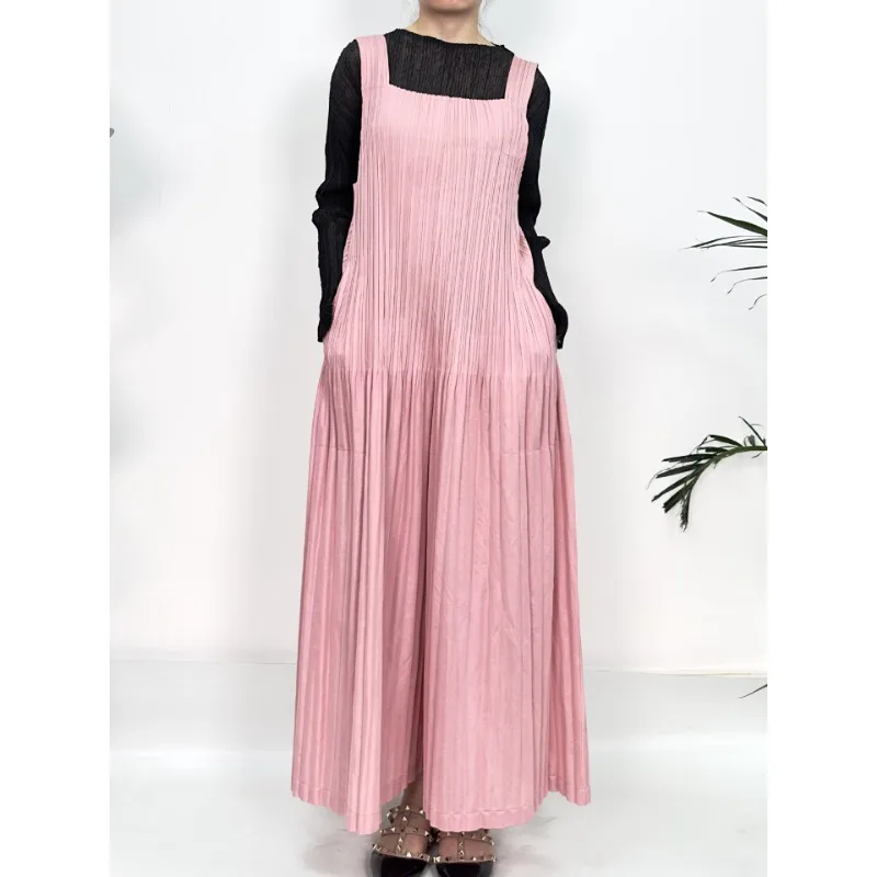 SMVP Women Jumpsuit 2025 Spring and Summer New Pleated Solid Color Loose Large Size Fashion Casual Design Female Back Pants