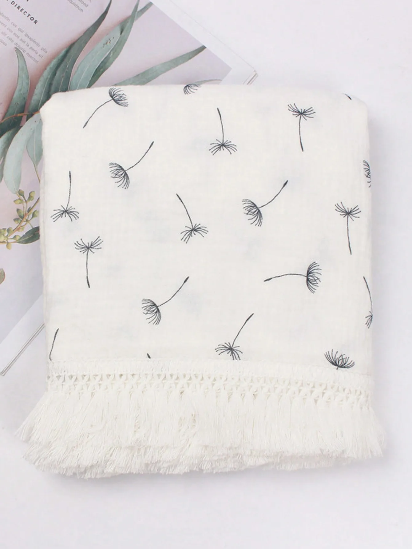 

Одеяло для новорожденных, 100% хлопок, муслиновое одеяло с бахромой, дышащее марлевое одеяло с одуванчиком и кисточкой