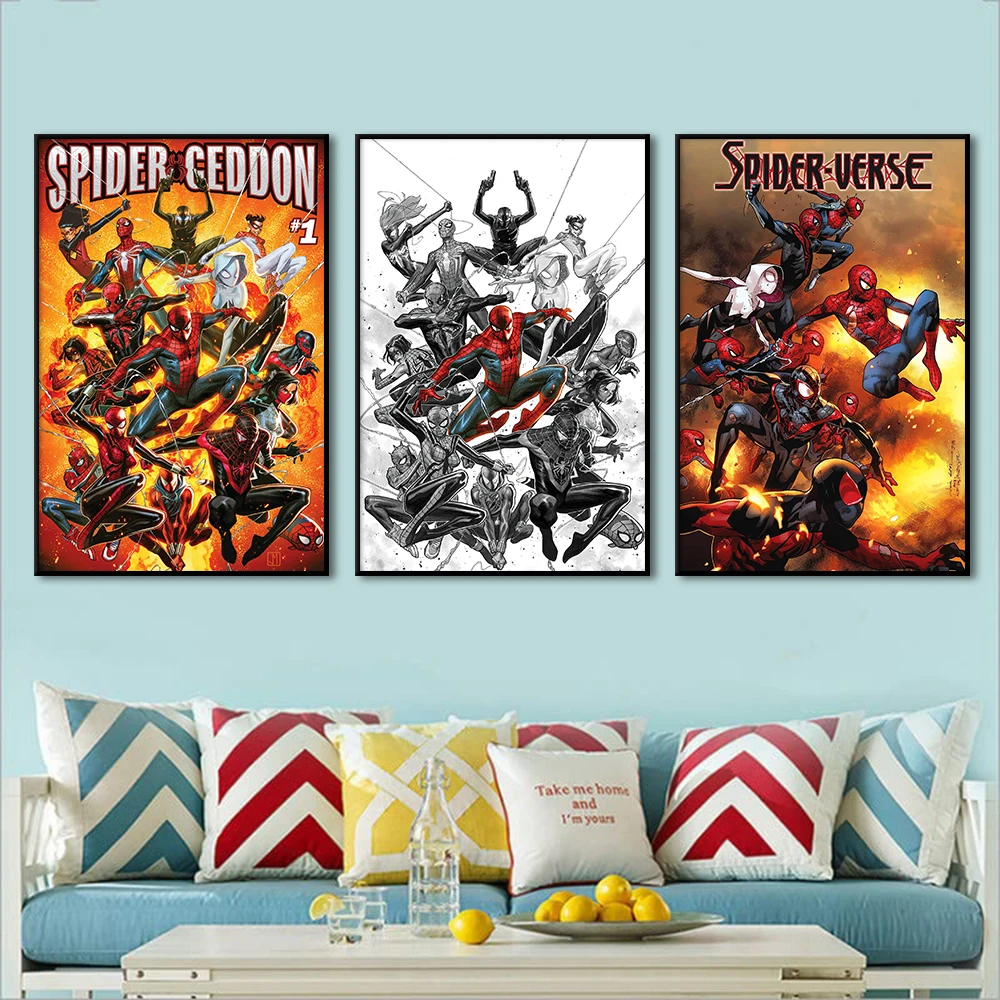 

Spider Man Group Portrait Painting Wall Art Canvas Poster Print Abstract Superheroes Pictures for Living Room Home Decor Cuadros