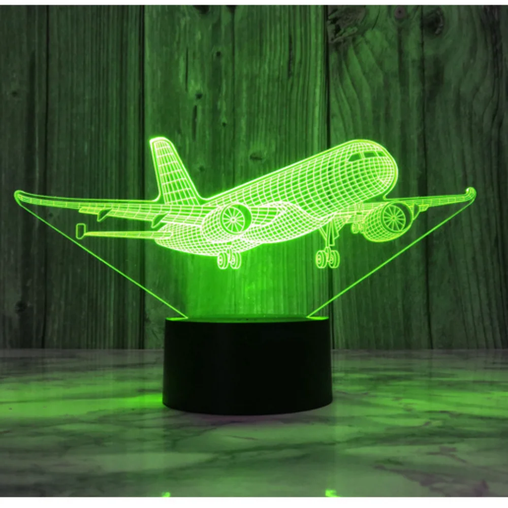 Nighdn Airplane 3D Night Light Usb Touch Table Lamp Decoration Bedside Nightlight Child Birthday Christmas Gifts for Kids Boys