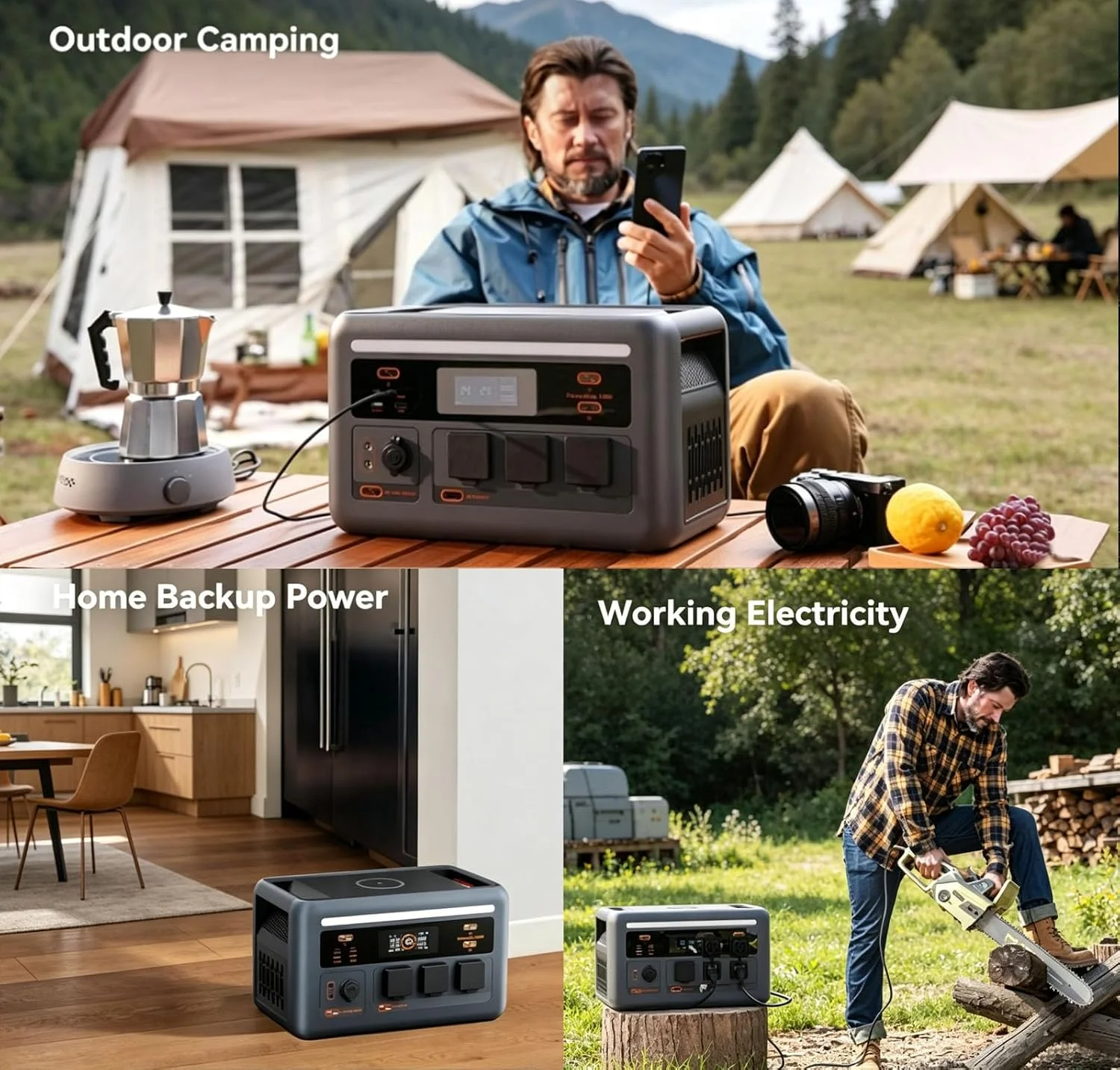 OSCAL PowerMax 1800SE Solar Generator with 100W Panel, 1024Wh LiFePO4 Battery 1800W Portable Power Station, 800W AC, 45 Min Fast Charging (0-80%), Idea for Home Backup, Camping, RV, Emergency, Off-Grid