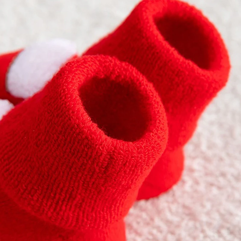 Chaussettes de Noël en coton imprimé pour enfants, chaussettes épaisses pour tout-petits, chaussettes courtes pour nouveau-nés, bébés garçons et filles