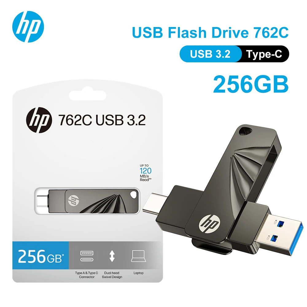 

Флэш-накопитель HP USB 3.2 с двойным интерфейсом, 64 ГБ, 128 ГБ, 256 ГБ, флэш-накопитель Type-C, высокоскоростная USB-накопитель для Android Mobile, 120 Мбит/с