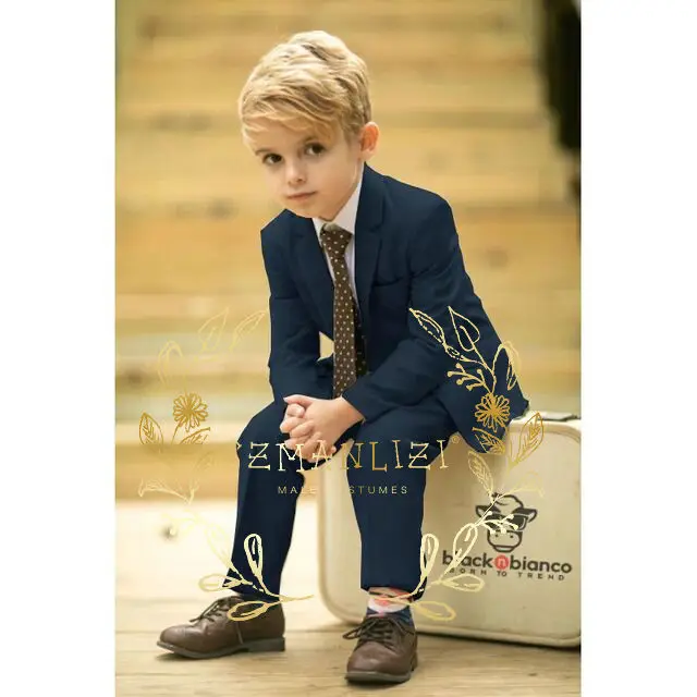 Boys Suit 2 Piece Wedding Tuxedo Formal Conjuntos De Blazer Pants Slim Fit Jacket Set Kids Party Festive Outfit Notch Lapel