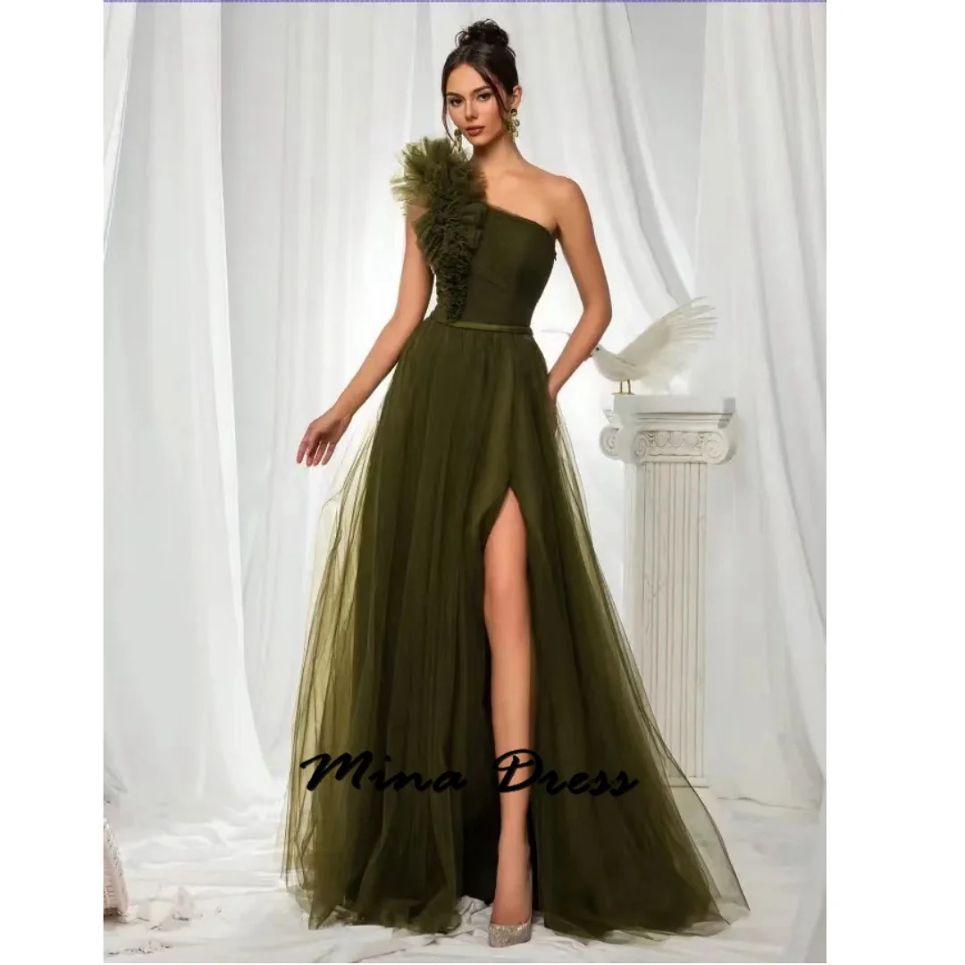 Mina Chiffon Elegant Evening Dress Woman Sleeveless Luxury Dresses Women 2024 Prom Oblique Shoulder Elegant and Noble Side Slits