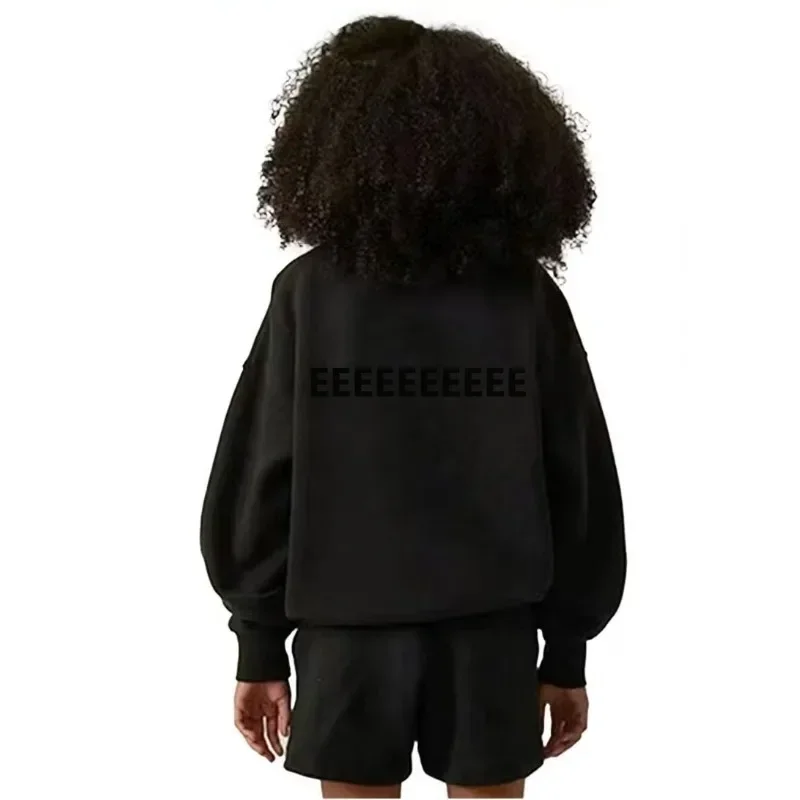 Season 8 Classic Double Line Children's Hoodie Luxury Design Front and Rear Plush Letter Hoodie High Street Boy's T-shirt Set