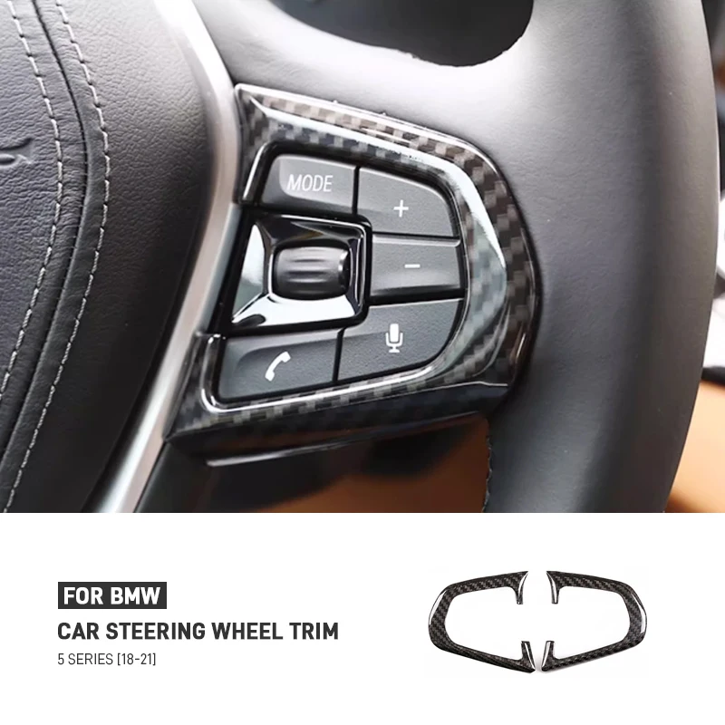 

Автомобильный руль из углеродного волокна, кнопка, рамка, накладка, наклейка для BMW 5 серии G30 2018-2021, аксессуары для украшения интерьера