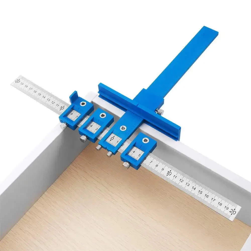 Multi-Function Drill Punch Locator Adjustable Drilling Dowelling Hole Jig Woodworking Joinery Hand Tool for Furniture