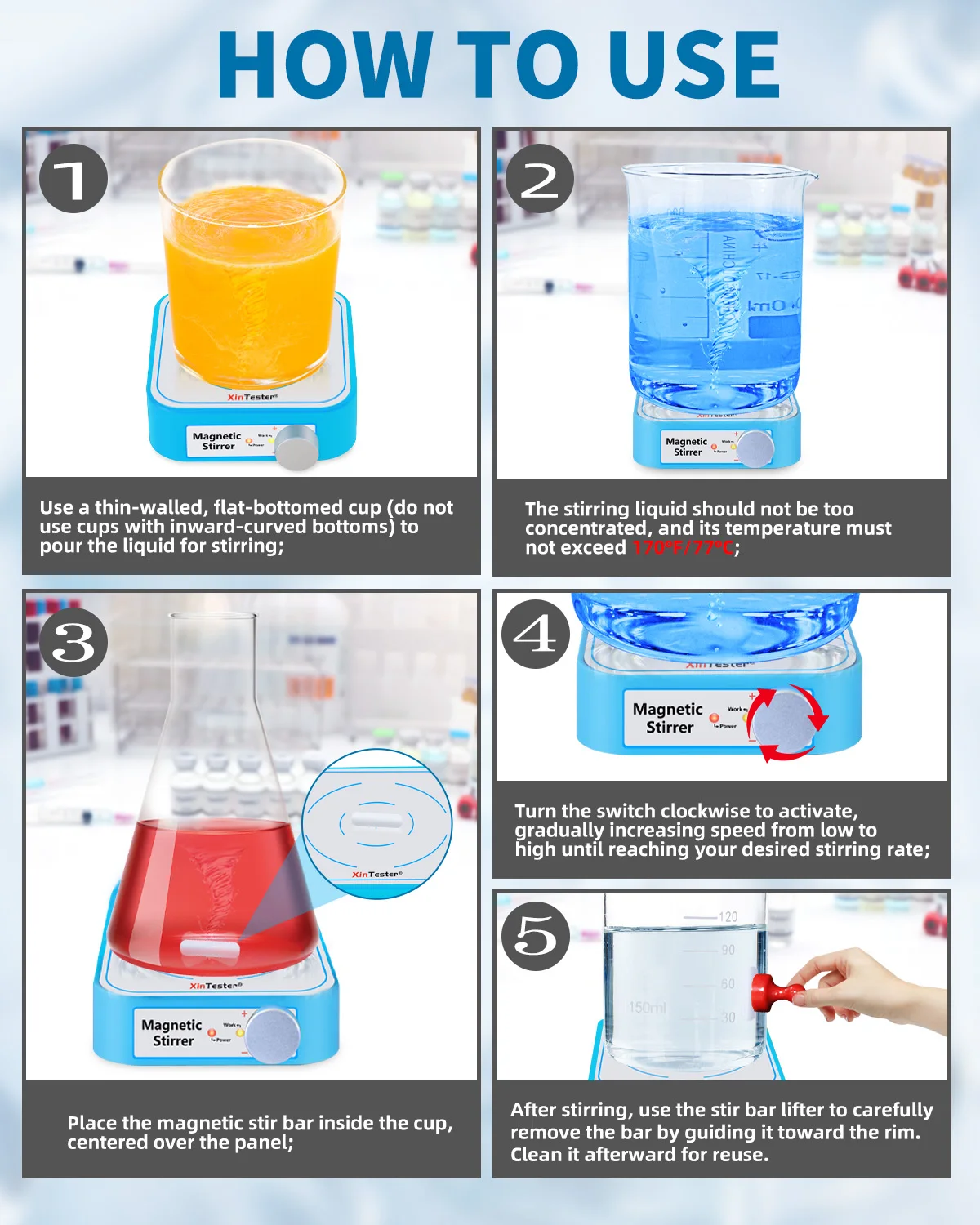 محرك مغناطيسي صغير Xin Teste 3000 دورة في الدقيقة، محرك 3000 مل لسائل منخفض اللزوجة، بدون تسخين أساسي/قابل لإعادة الشحن