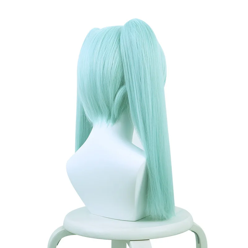 Anime Twin Tail Pruik - Turkoois verdikte paardenstaarten en afneembare clips |   Hittebestendige vezel voor cosplay