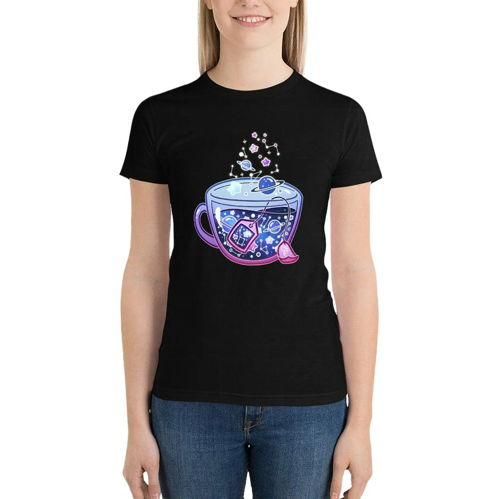 Galaxy Tea T-Shirt tops funny cute tops graphics Women's clothing