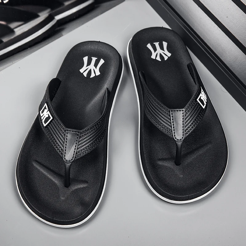 Black White Male Casual Sandals Flip Flops Quick Drying Men Daily Outdoor Beach Seaside Water Sandals Walking Slippers