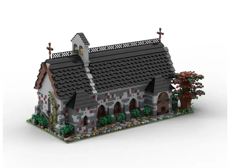 

6527pcs small grain building block MOC street view medieval church castle assembled toy model boy birthday gift