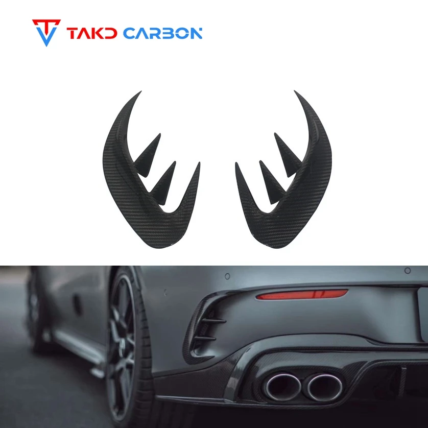 Dry Carbon Fiber Body Kit Rear Bumper Side Canards Rear Spoiler For Mercedes Benz AMG W118 CLA45 2020-2023 Rear Canards