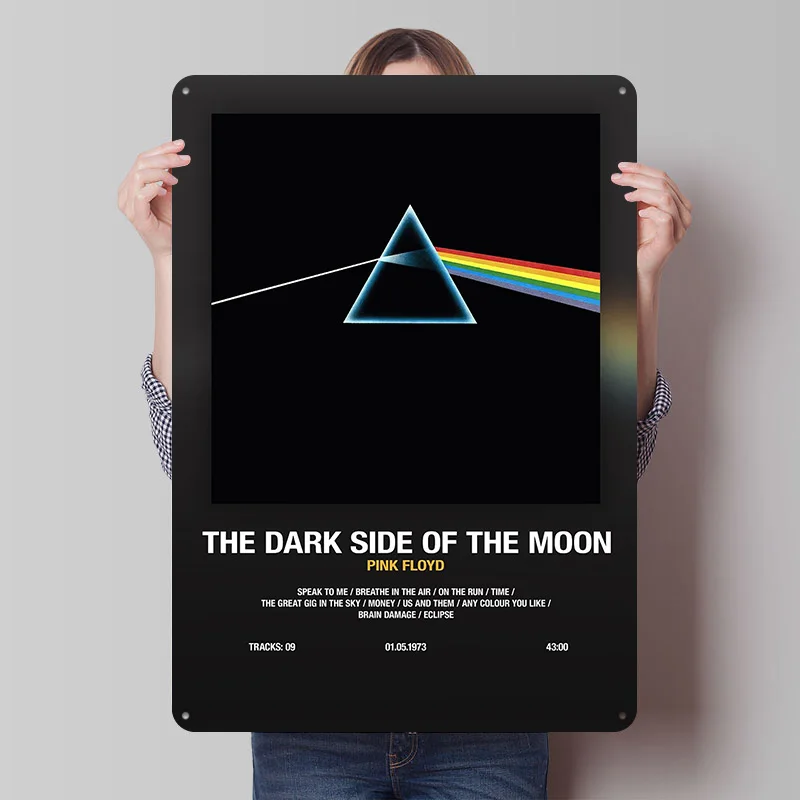 الوردي فلويد - الجانب المظلم من القمر تين تسجيل الجدار ملصق فني ديكور الحمام علامات معدنية الرجعية خمر لعناصر الديكور المنزل