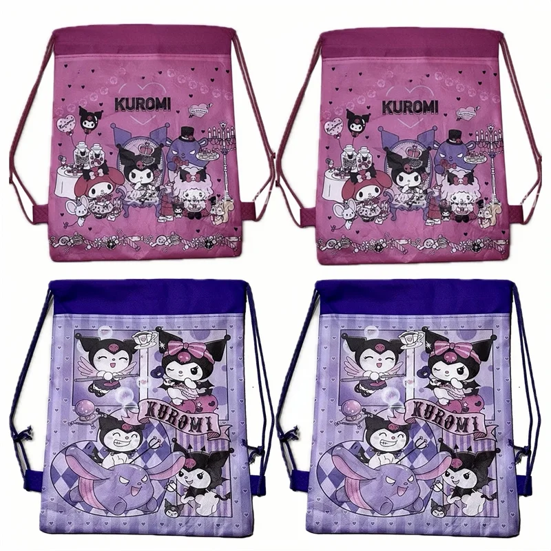 Sanrio Kuromi borsa con coulisse in tessuto Non tessuto borsa per Snack zaino per bambini bomboniere borse per la scuola forniture per feste regalo