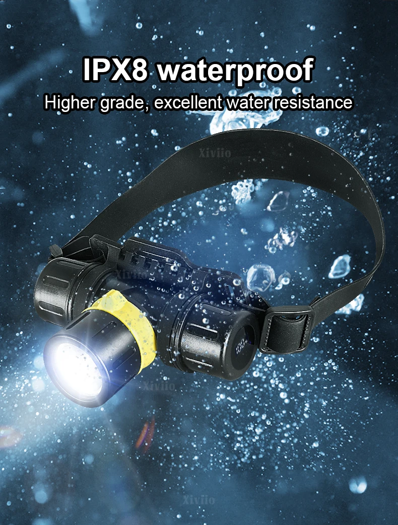 Professional LED Scuba Diving Headlamp XHP70 IPX8 Rate Waterproof Headlight Underwater Dive Head Torch Super Battery Life image 6
